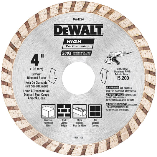 DeWalt High Performance 4 in. D X 20 mm X 0.06 in. thick Diamond Masonry Cut-Off Blade 1 pc
