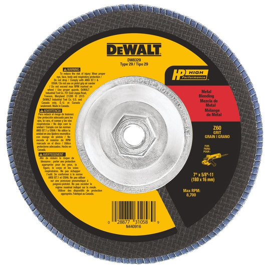 DeWalt 7 in. D X 5/8-11 in. X 0.250 in. thick Fiberglass Zirconia Flap Disc Cut-Off Wheel
