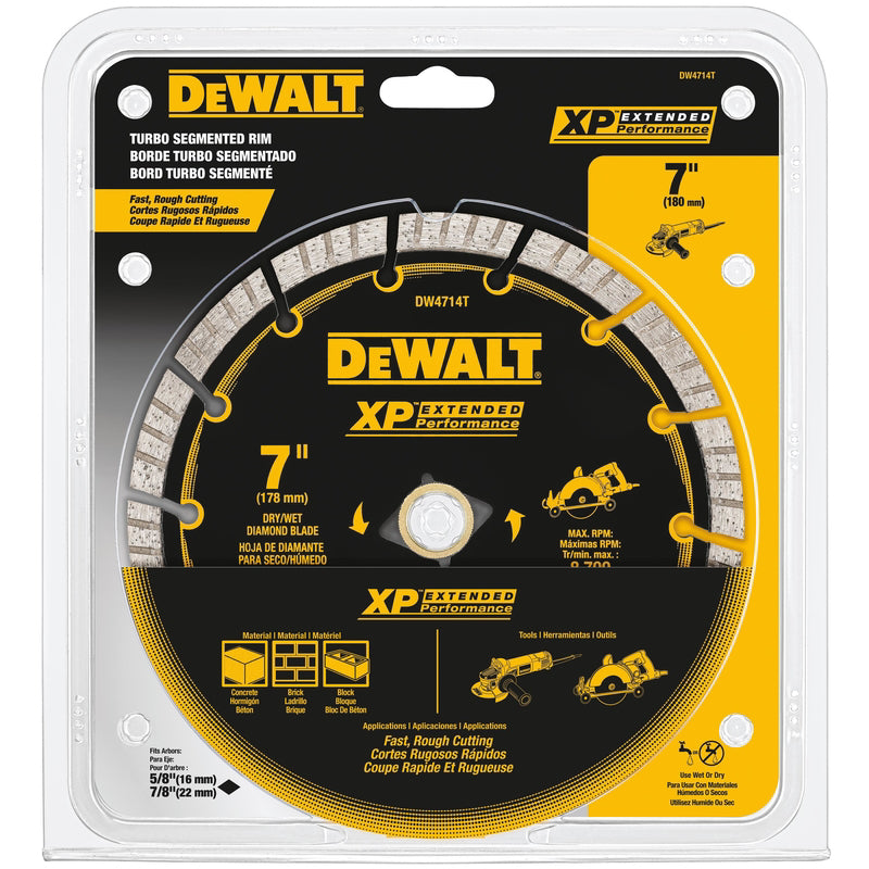 DeWalt XP Extended Performance 7 in. D X 5/8 in. X 0.06 in. thick Diamond Turbo Segmented Cut-Off Bl