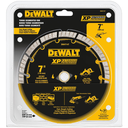 DeWalt XP Extended Performance 7 in. D X 5/8 in. X 0.06 in. thick Diamond Turbo Segmented Cut-Off Bl