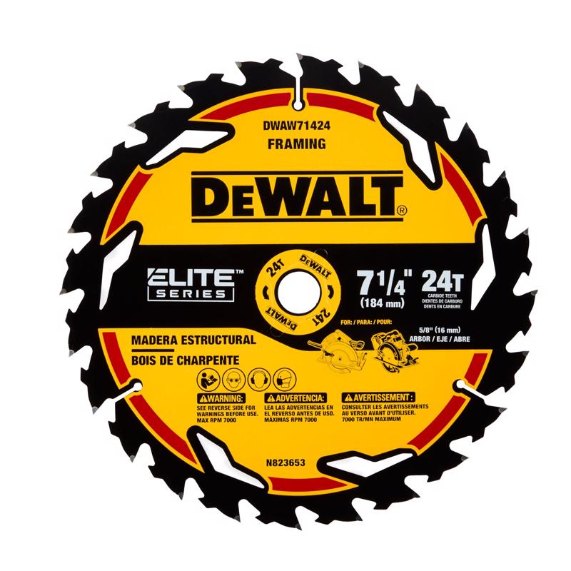 DEWALT Elite Series 7-1/4 in. D X 5/8 in. Carbide Circular Saw Blade 24 teeth 1 pk