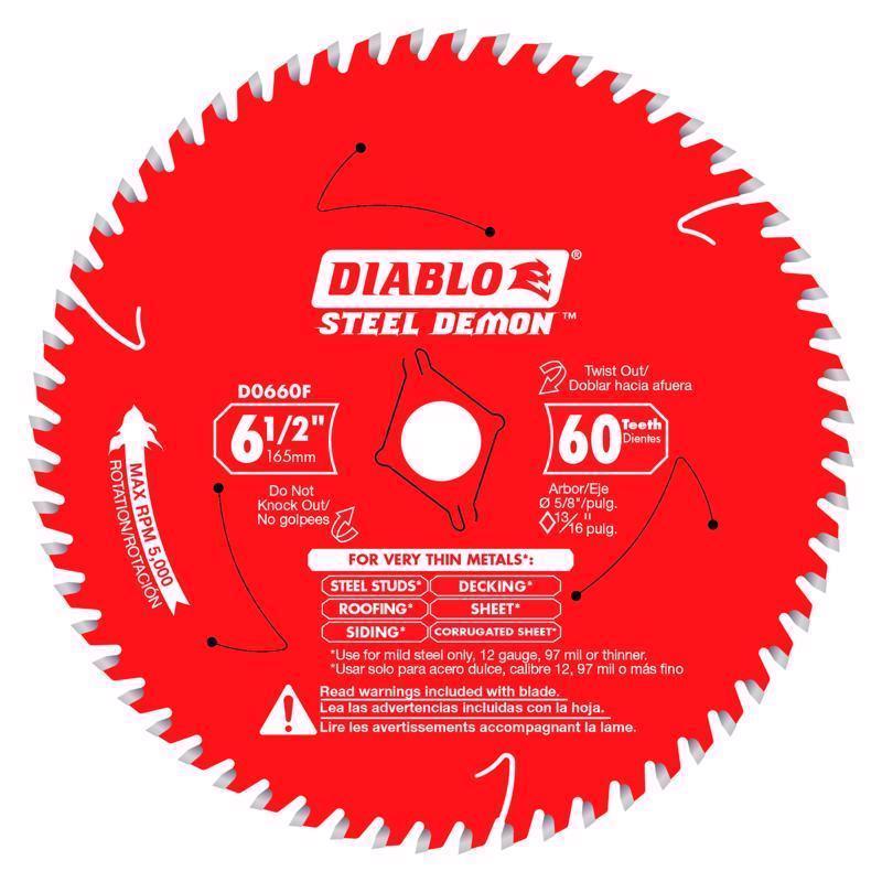 Diablo Steel Demon 6-1/2 in. D X 5/8 in. TiCo Hi-Density Carbide Circular Saw Blade 1 pk