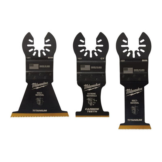 Milwaukee Universal Fit Open-Lok High Carbon Steel Multi-Tool Oscillating Blade Set Multi-Material 3