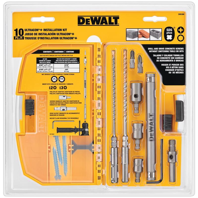 DeWalt Ultracon Assorted Carbide Tipped Drill Bit Set SDS-Plus Shank 10 pc