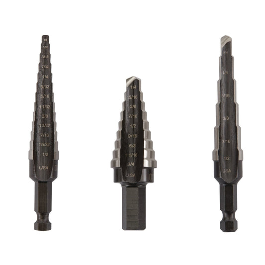 IRWIN Unibit Assorted L High Speed Steel Step Drill Bit Set 3 pc