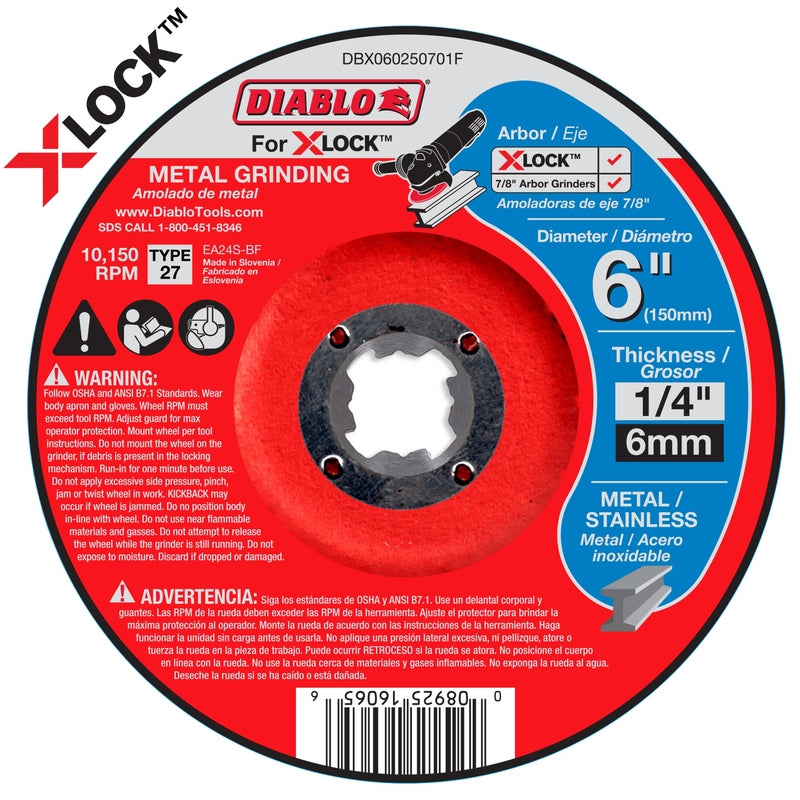 Diablo X-Lock 6 in. D X 7/8 in. Steel Cutting/Grinding Wheel 1 pc