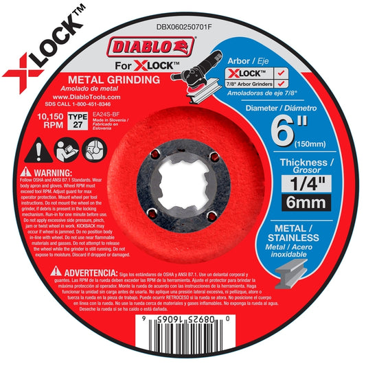 Diablo X-Lock 6 in. D X 7/8 in. Steel Cutting/Grinding Wheel 1 pc