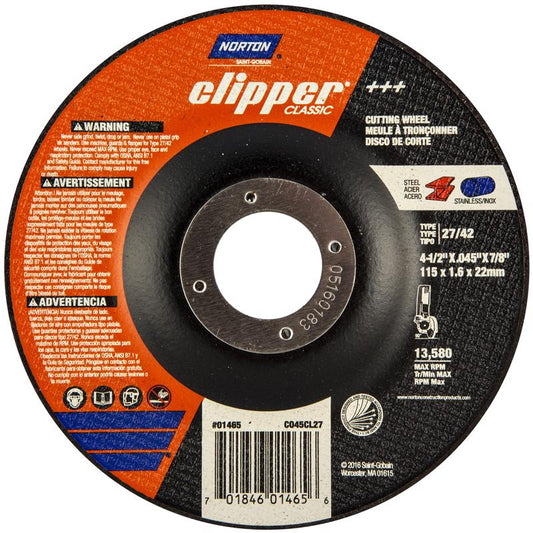 Norton Clipper 4-1/2 in. D X 7/8 in. X 0.045 in. thick Aluminum Oxide Classic Cut-Off Wheel 1 pk