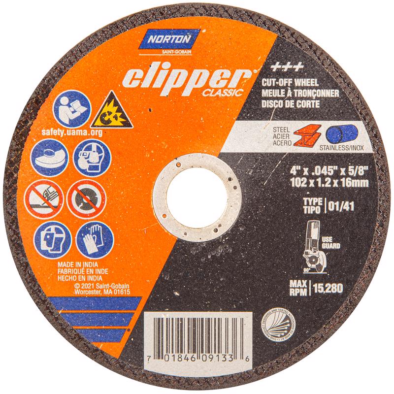 Norton Clipper 4 in. D X 5/8 in. X .045 in. thick Aluminum Oxide Classic Cut-Off Wheel 1 pk