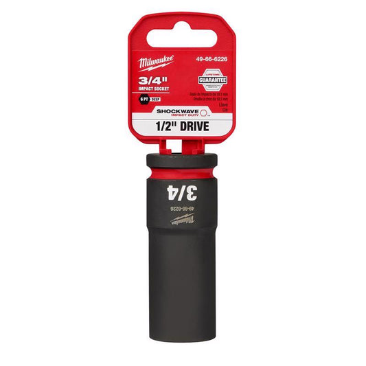 Milwaukee Shockwave 3/4 in. X 1/2 in. drive SAE 6 Point Deep Impact Socket 1 pc