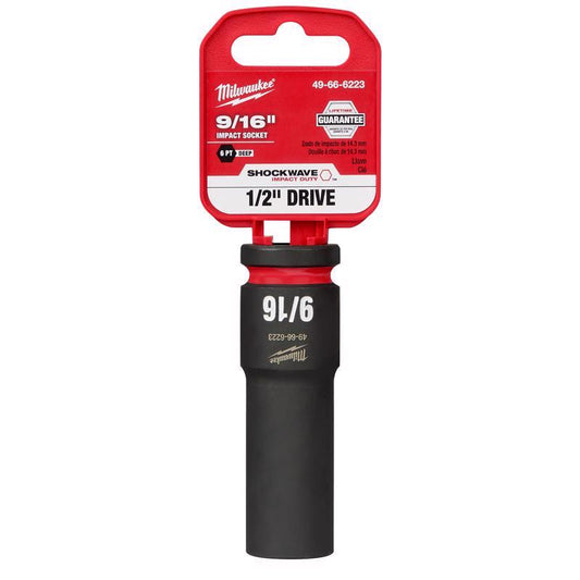 Milwaukee Shockwave 9/16 in. X 1/2 in. drive SAE 6 Point Deep Impact Socket 1 pc