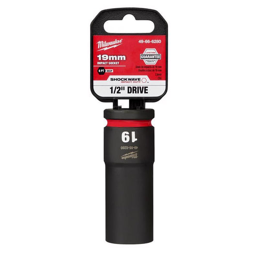 Milwaukee Shockwave 19 mm X 1/2 in. drive Metric/SAE 6 Point Deep Impact Socket 1 pc