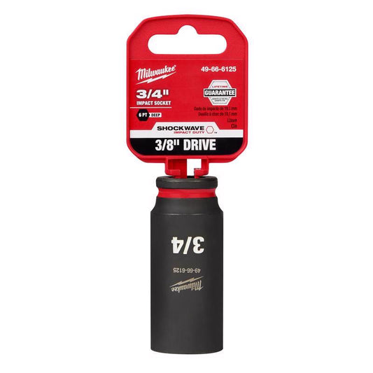 Milwaukee Shockwave 3/4 in. X 3/8 in. drive SAE 6 Point Deep Impact Socket 1 pc