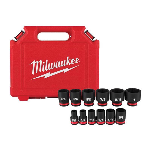 Milwaukee Shockwave 3/8 in. drive SAE 6 Point Standard Impact Rated Shallow Socket Set 12 pc