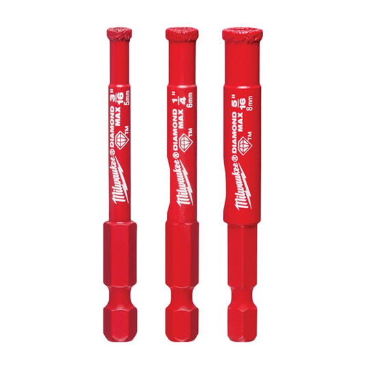 Milwaukee Diamond Max Diamond 5.98 in. L X 1/4 in. D Hole Saw Set