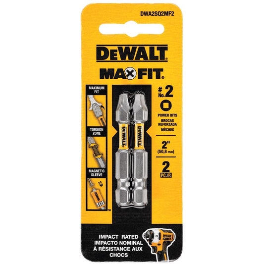 DeWalt Max Fit Square #2 X 2 in. L Screwdriver Bit Set Steel 2 pk