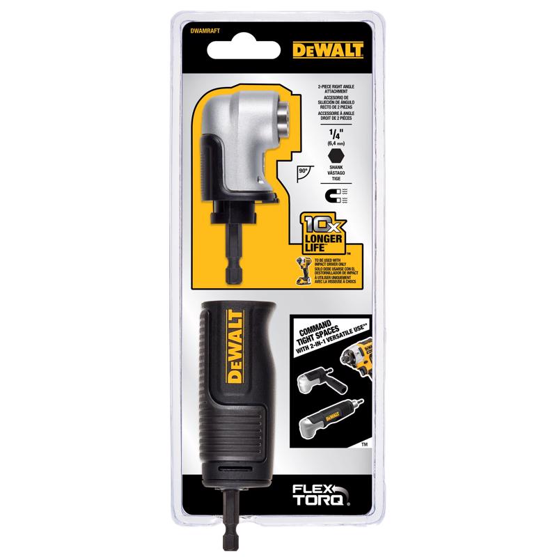 DEWALT Flextorq 6 in. Steel 2-in-1 Right Angle Attachment 1/4 in. Hex Shank 2 pc