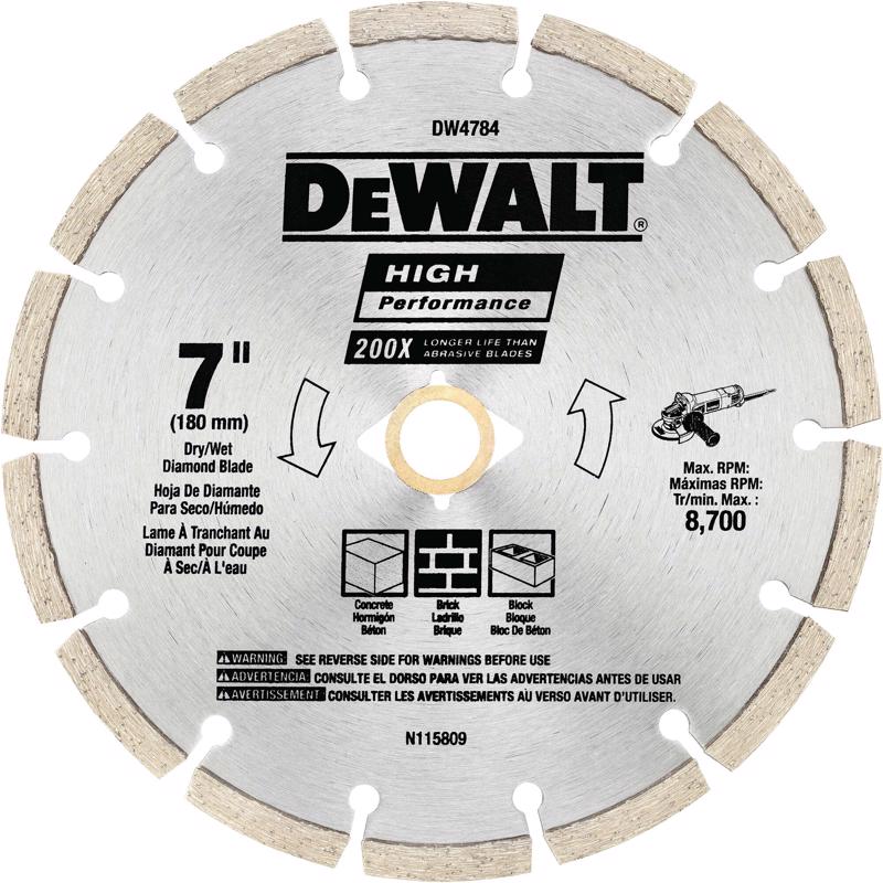 DEWALT HP 7 in. D X 5/8 and 7/8 in. Steel Segmented Rim Diamond Saw Blade 1 pk