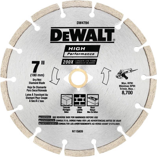 DEWALT HP 7 in. D X 5/8 and 7/8 in. Steel Segmented Rim Diamond Saw Blade 1 pk