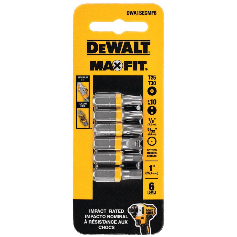 DeWalt Max Fit Assorted Assorted X 1 in. L Security Bit Set Steel 6 pk