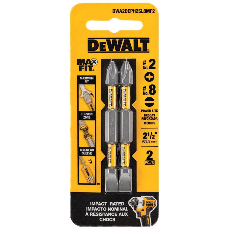 DeWalt Max Fit Phillips/Slotted Assorted X 2-3/4 in. L PH2/SL8 Double-Ended Screwdriver Bit Steel 2