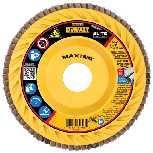 DEWALT MaxTrim 4-1/2 in. D X 7/8 in. Ceramic Trim Flap Disc 60 Grit 1 pc