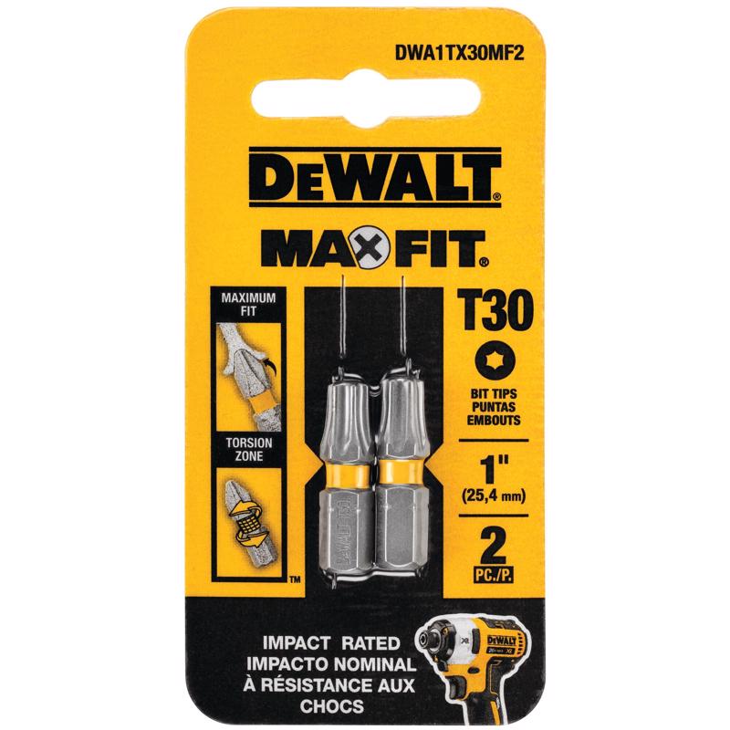 DeWalt Max Fit Torx #30 X 1 in. L Screwdriver Bit Steel 2 pk
