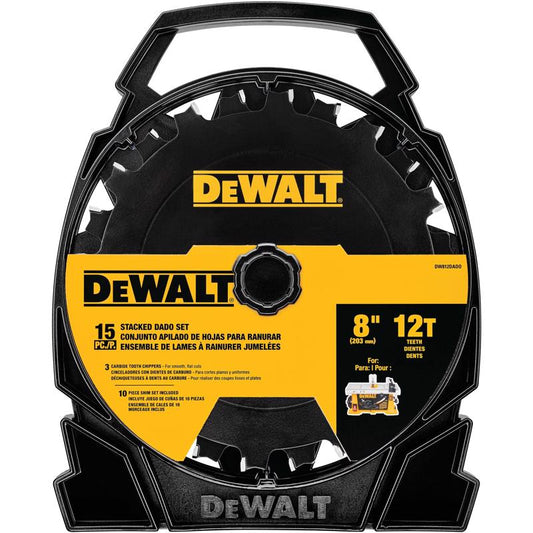 DEWALT 8 in. D Carbide Dado Blade Set 12 teeth 15 pc
