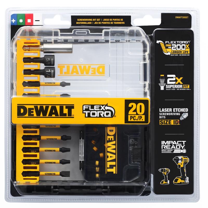 DeWalt FlexTorq Assorted Assorted Screwdriving Bit Set Alloy Steel 20 pc