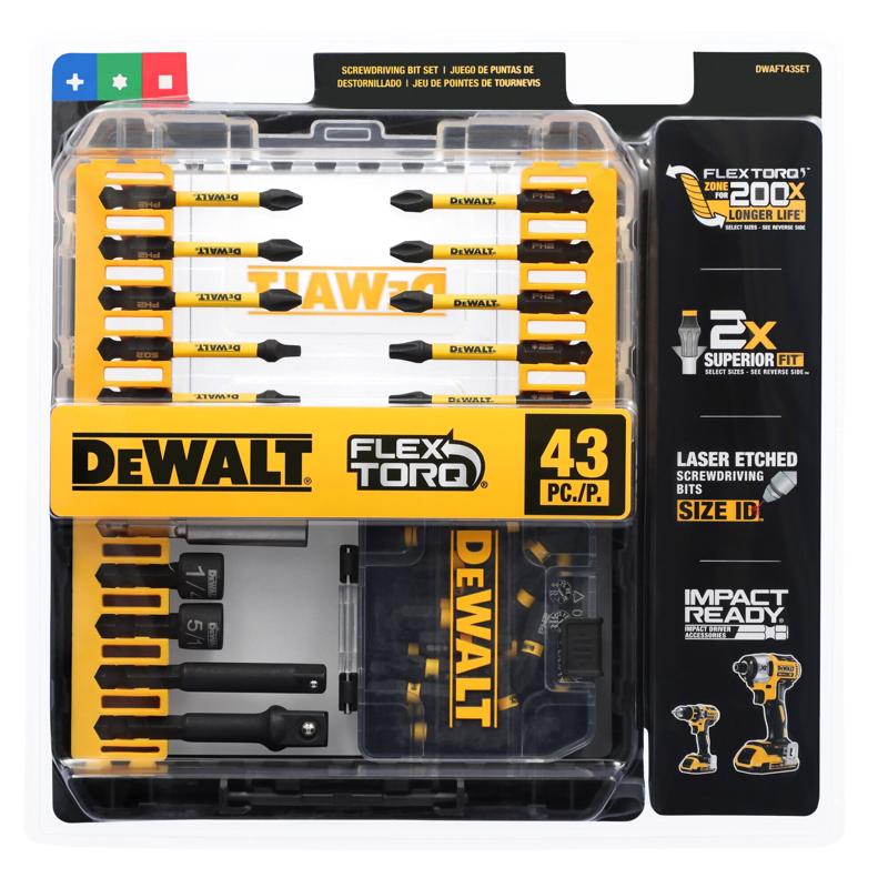 DeWalt FlexTorq Assorted Assorted Screwdriving Bit Set Alloy Steel 43 pc