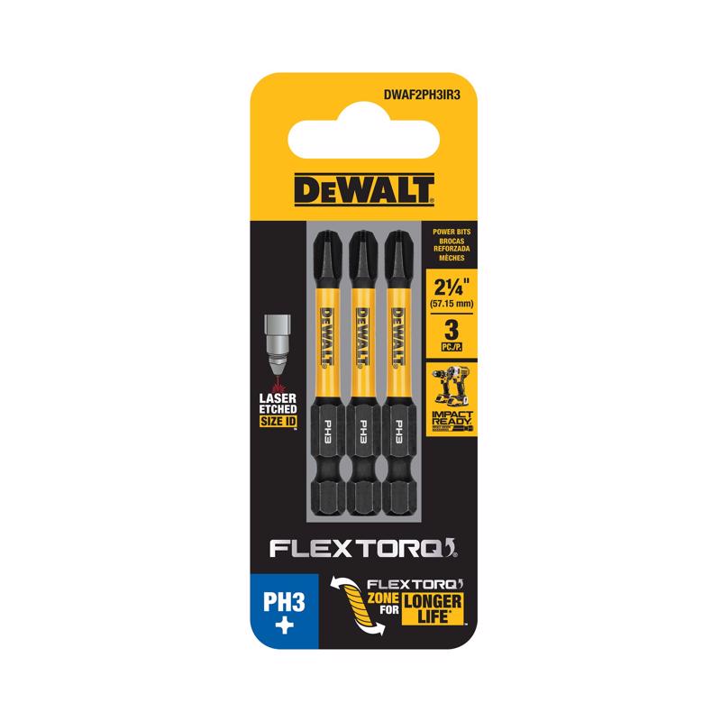 DeWalt FlexTorq Phillips #3 X 2.25 in. L Impact Driver Bit Set Steel 3 pc