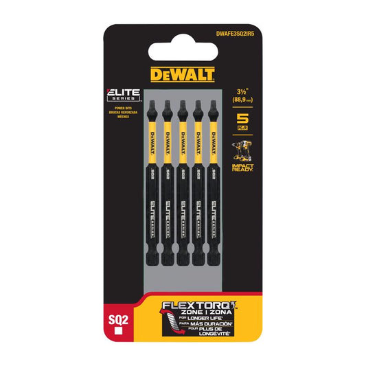 DeWalt ELITE SERIES Square #2 X 3.5 in. L Screwdriver Bit Steel 5 pc