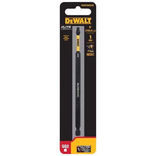 DeWalt ELITE SERIES Square #2 X 6 in. L Impact Driver Bit Steel 1 pk