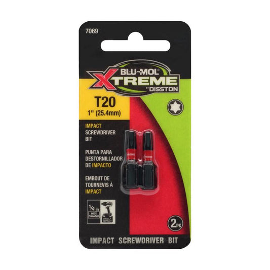 Blu-Mol Xtreme Torx 20 X 1 in. L Screwdriver Bit S2 Tool Steel 2 pc
