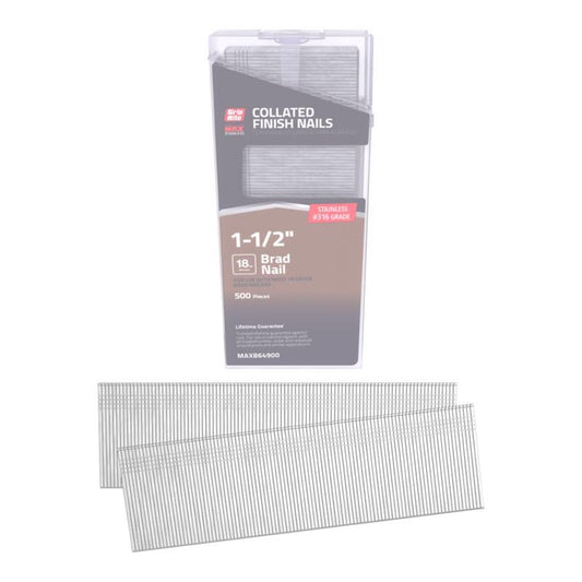 Grip-Rite 1-1/2 in. L X 18 Ga. Straight Strip 316 Stainless Steel Brad Nails 1 pk