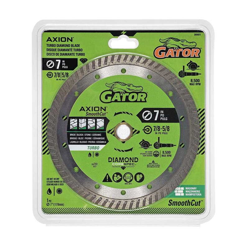 Gator SmoothCut 7 in. D X 5/8 and 7/8 in. Diamond Turbo Rim Saw Blade 1 pk