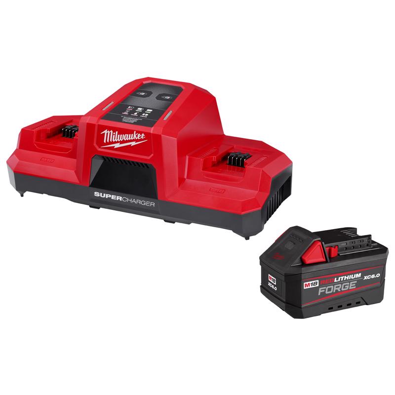 Milwaukee M18 REDLITHIUM FORGE 6 Ah Lithium-Ion Battery and Charger 2 pc