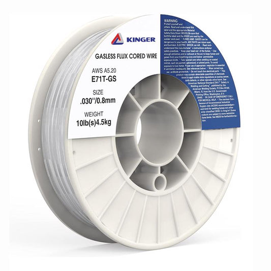 Kinger E71T-GS 0.03 in. Mild Steel Flux Core MIG Welding Wire 79000 psi 10 lb