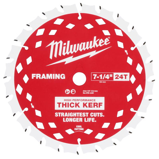 Milwaukee 7-1/4 in. D X 5/8 in. Carbide Circular Saw Blade 24 teeth 1 pk