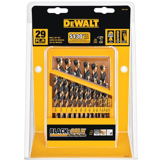 DeWalt Assorted Black Oxide Drill Bit Set Straight Shank 29 pc