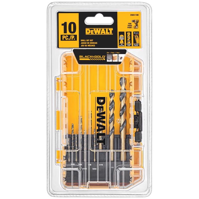 DeWalt Assorted High Speed Steel Drill Bit Set Straight Shank 10 pc