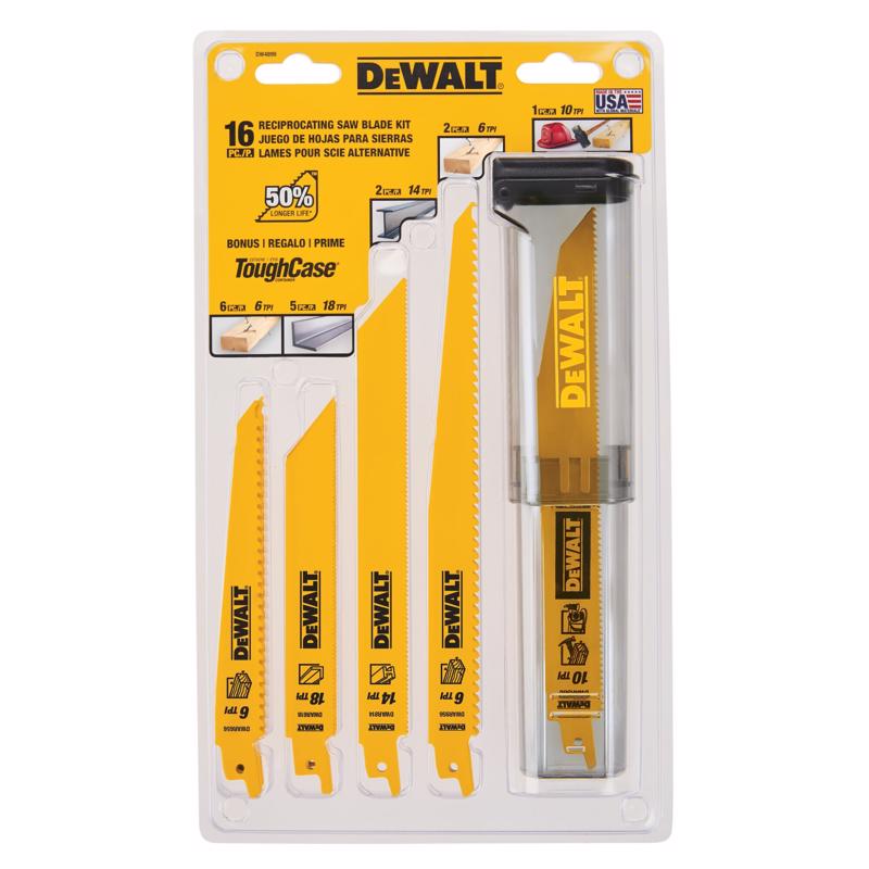 DEWALT Bi-Metal Reciprocating Saw Blade Set Assorted TPI 16 pc