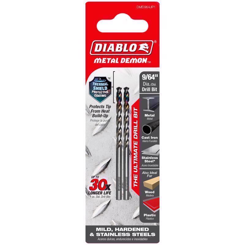 Diablo Metal Demon 9/64 in. Metal Drill Bit 3-Flat Shank 1 pc