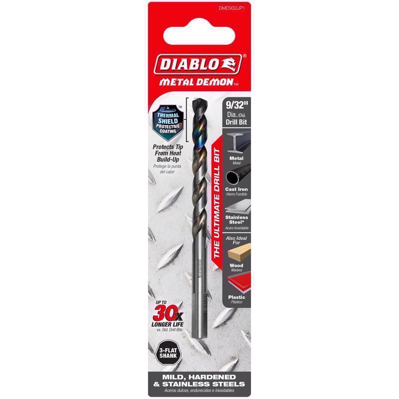 Diablo Metal Demon 9/32 in. Stainless Steel Drill Bit 3-Flat Shank 1 pc