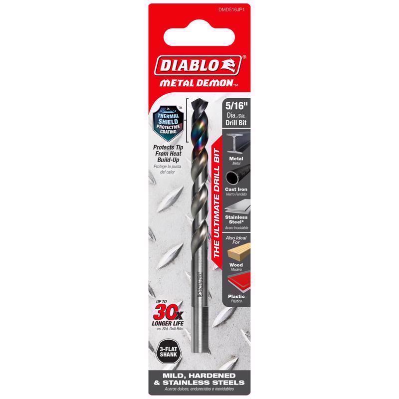 Diablo Metal Demon 5/16 in. Stainless Steel Drill Bit 3-Flat Shank 1 pc