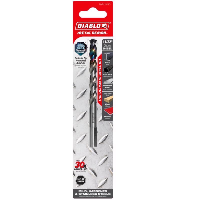 Diablo Metal Demon 11/32 in. Stainless Steel Drill Bit 3-Flat Shank 1 pc