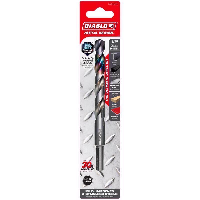 Diablo Metal Demon 1/2 in. Stainless Steel Drill Bit 3-Flat Shank 1 pc