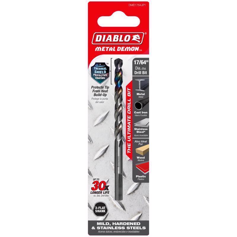 Diablo Metal Demon 17/64 in. Stainless Steel Drill Bit 3-Flat Shank 1 pc