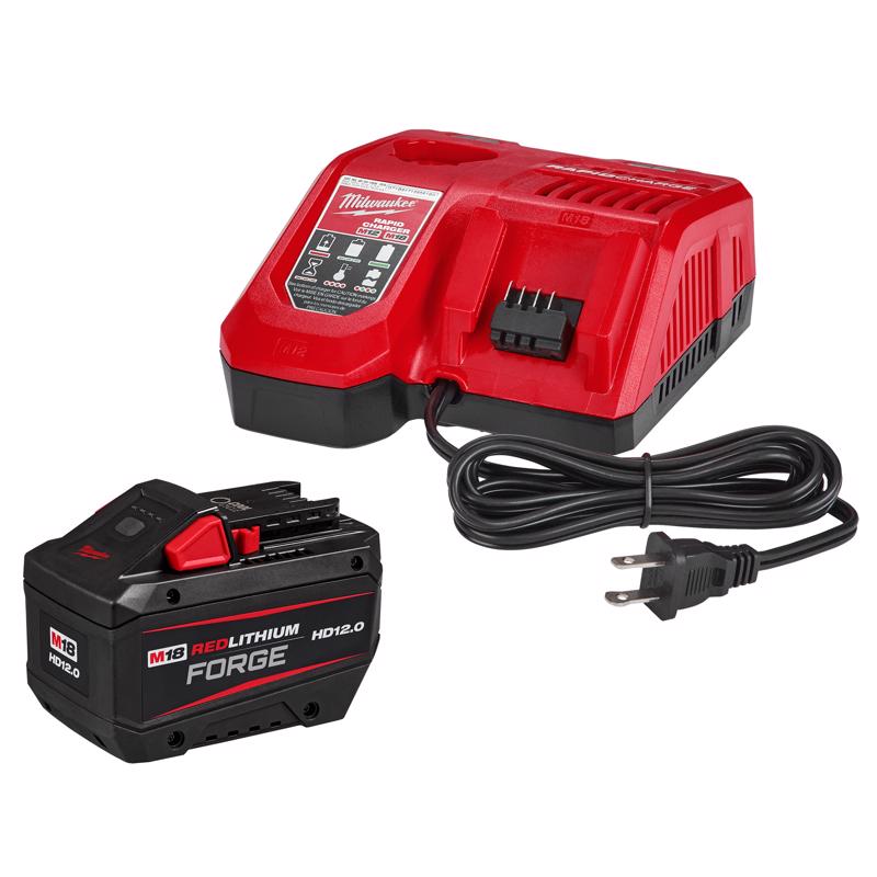 Milwaukee M18 REDLITHIUM HD 12 Ah Lithium-Ion Battery and Charger 2 pc
