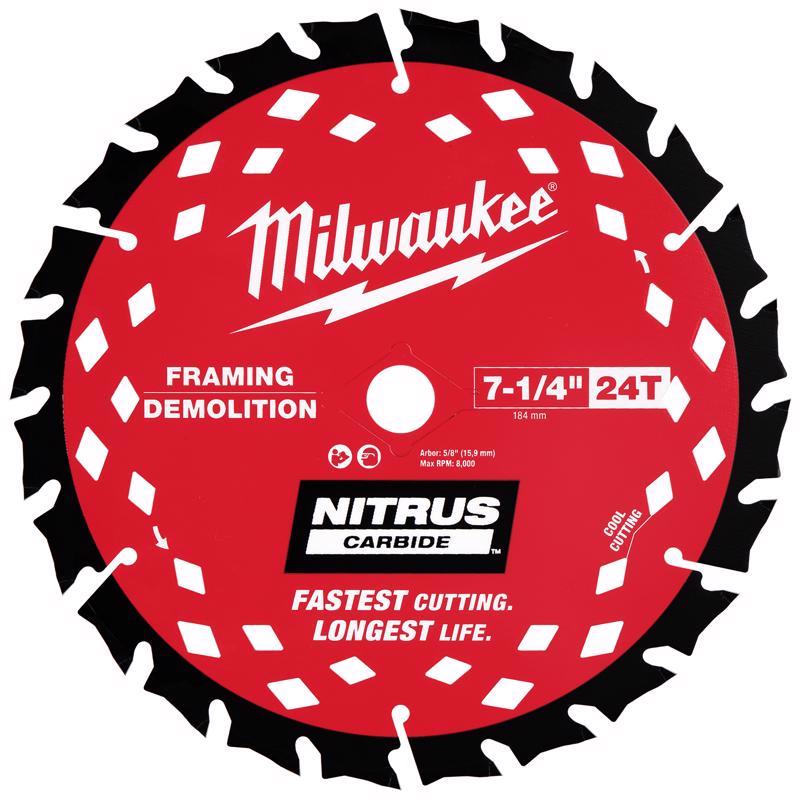 Milwaukee NITRUS Carbide 7-1/4 in. D Framing & Demolition Circular Saw Blade 1 pk